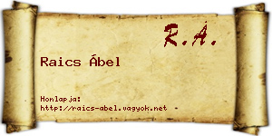 Raics Ábel névjegykártya